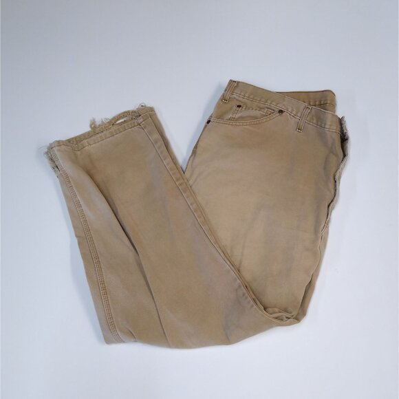 Dickies Carpenter's Pants 100% Cotton Beige Work Pants Men's 44x32 Cuffs Are Cut - Picture 5 of 7